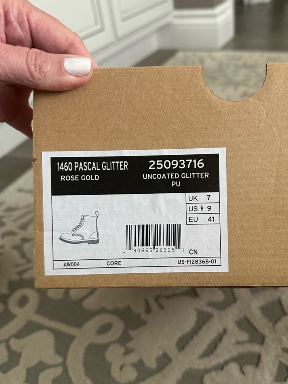 Dr. Martens Rose Gold Glitter Combat Boots - Picture 5 of 5